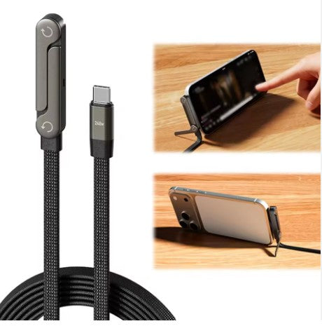 Premium Nylon Braided USB-C Fast Charging & Data Cable with Stand